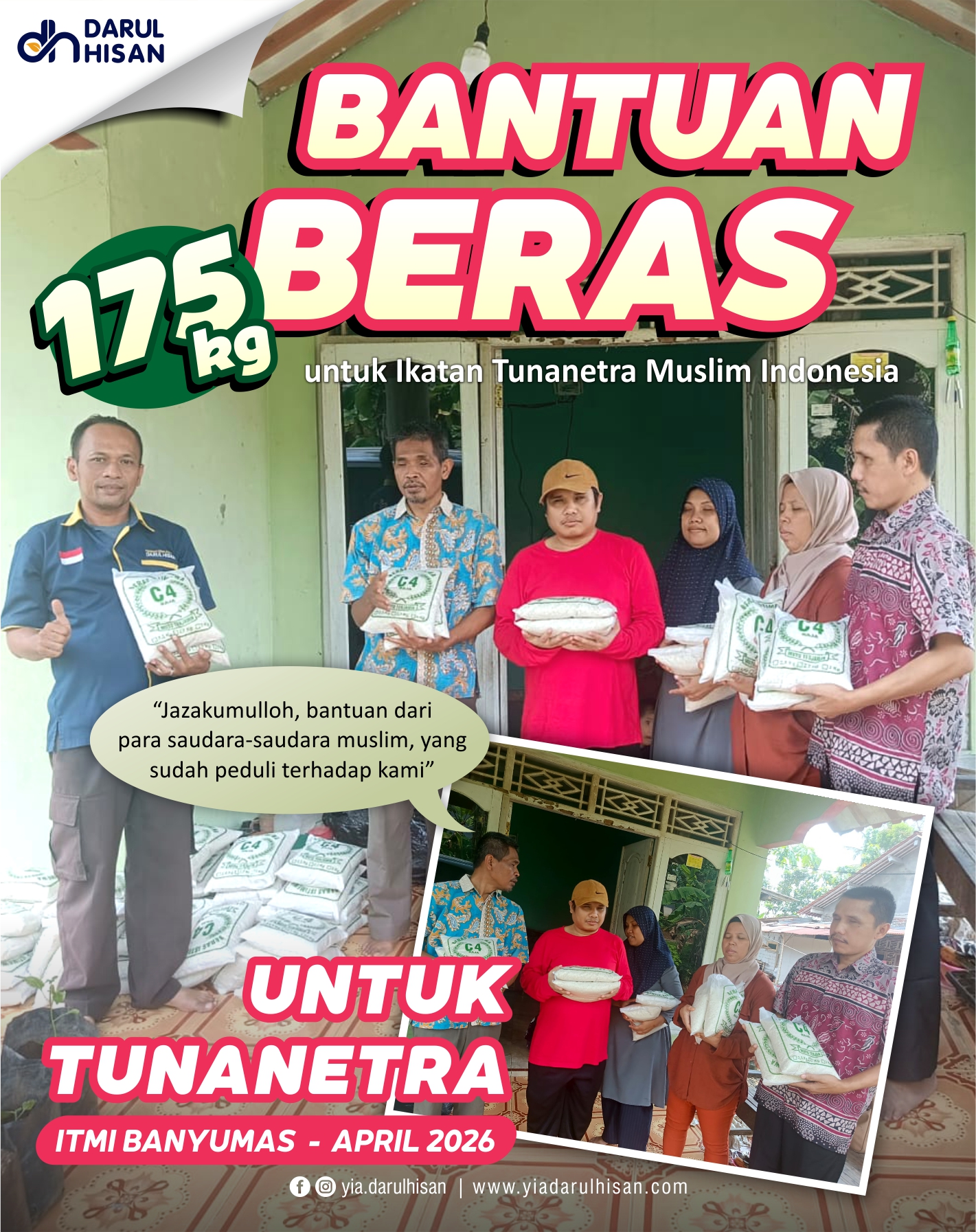 Bantuan Beras 175 Kg untuk Tunanetra Banyumas: Wujud Kepedulian Nyata Darul Hisan
