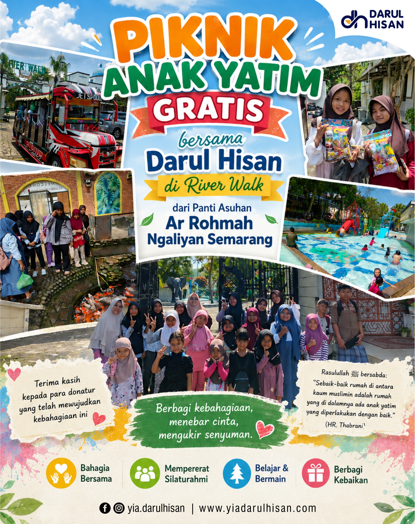 Piknik Gratis Anak Yatim di River Walk Boja, Bikin Haru dan Bahagia!